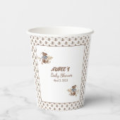 Bruine teddybeer, het is een jongen! douchebak papieren bekers (Achterkant)