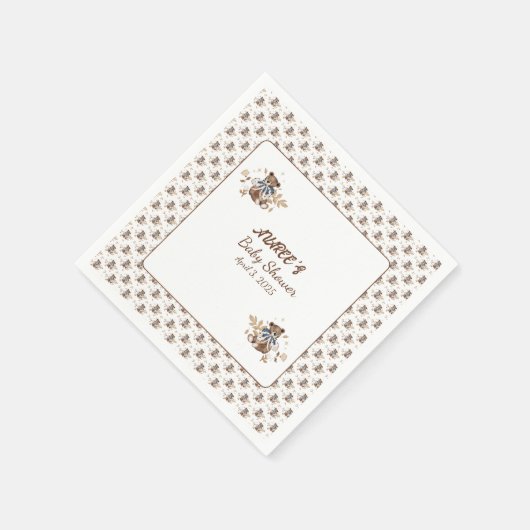 Bruine teddybeer, het is een jongen! douchebak servet (Hoek)