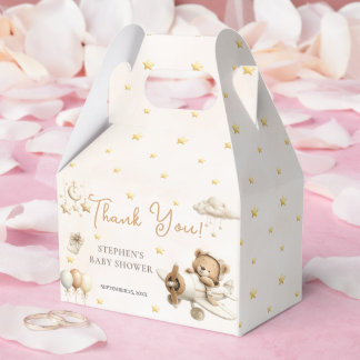 Bruine teddybeer vliegtuig favorieten doos bedankdoosjes