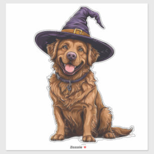 Bruine Tekenfilm Hond Halloween Kostuum Ontwerp Sticker