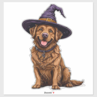 Bruine Tekenfilm Hond Halloween Kostuum Ontwerp Sticker