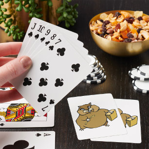 Bruine tekenfilmhamster met kaas pokerkaarten