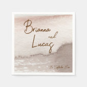 Bruine terracotta waterverf bruiloft monogrammed servet (Voorkant)