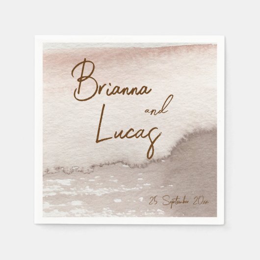 Bruine terracotta waterverf bruiloft monogrammed servet (Voorkant)