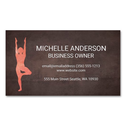 Bruine textuur | Yoga Magnetisch Visitekaartje (Voorkant)