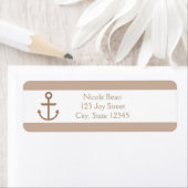 Bruine timeshout en witte gestripte anchorlabels etiket (Insitu)