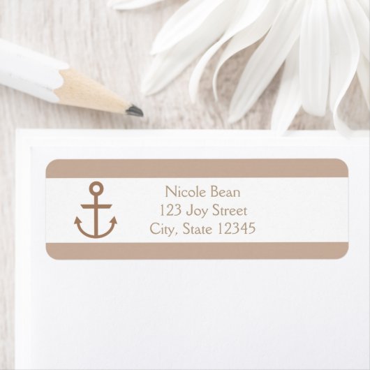 Bruine timeshout en witte gestripte anchorlabels etiket (Insitu)