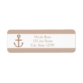 Bruine timeshout en witte gestripte anchorlabels etiket (Voorkant)