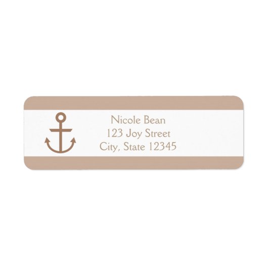 Bruine timeshout en witte gestripte anchorlabels etiket (Voorkant)