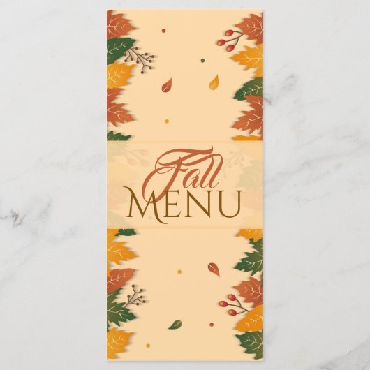 Bruine tinten Herfst Autumn Leaves Flat Menu (Achterkant)