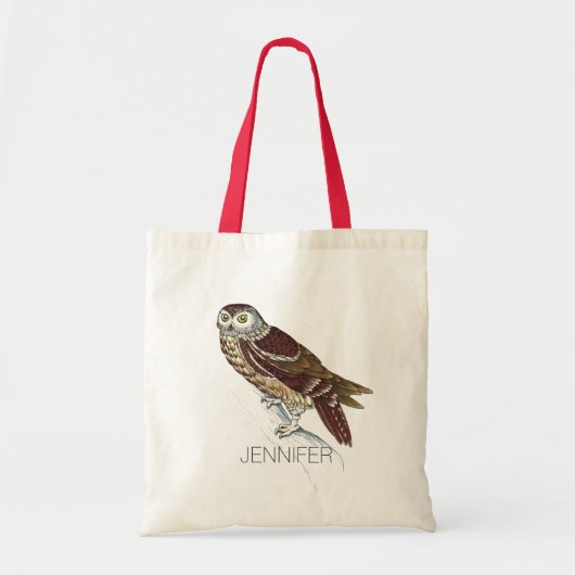 Bruine Tonen Owl Drawing Tote Bag (Voorkant)