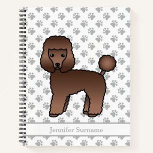 Bruine Toy Poodle Schattige Cartoon Hond & Aangepa Notitieboek