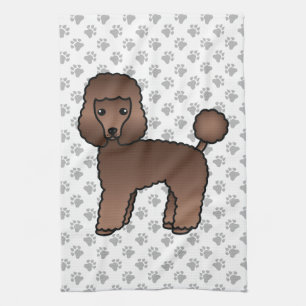 Bruine Toy Poodle Schattige Cartoon Hond Theedoek