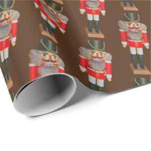 Bruine traditionele Notenkraker Soldier Kerstmis Cadeaupapier