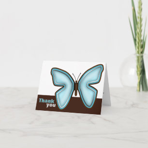 Bruine & Turquoise Vlinder "Dank je wel" kaart