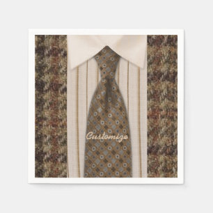 Bruine tweed shirt en stropdas heren pak servetten