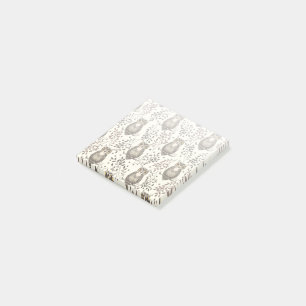 Bruine Uil Geïllustreerd Bospatroon Post-it® Notes