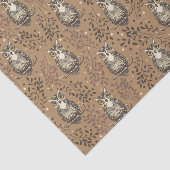 Bruine Uil Geïllustreerd Bospatroon Tissuepapier (Detail)