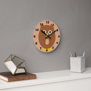 Bruine Uil Ontwerp Ronde Klok