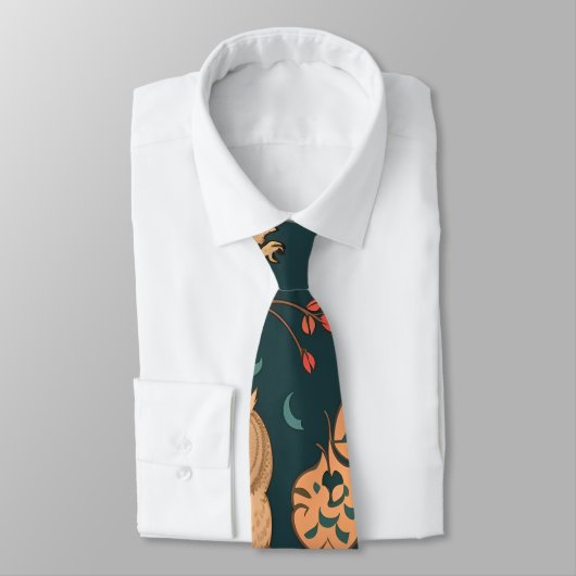 Bruine Uil Retro Kleurrijk Gepersonaliseerd Patroo Stropdas (Gebonden)