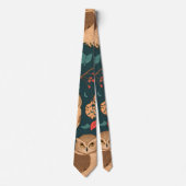 Bruine Uil Retro Kleurrijk Gepersonaliseerd Patroo Stropdas (Voorkant)