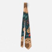 Bruine Uil Retro Kleurrijk Gepersonaliseerd Patroo Stropdas (Achterkant)