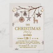 bruine uitnodiging voor kerstfeest (Voorkant / Achterkant)