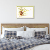 bruine vaas witte rozen waterverf print (Insitu (Slaapkamer))