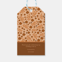 Bruine Vintage Bloempatroon Gift Tag