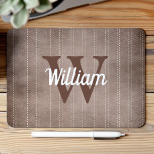 Bruine Vintage Pinstripe Retro Monogram Muismat
