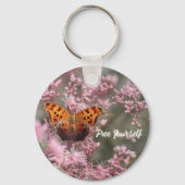 Bruine vlinder op roze Sleutelhanger (Voorkant)