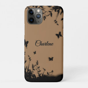 Bruine vlindertuin gepersonaliseerd iPhone 11 pro hoesje