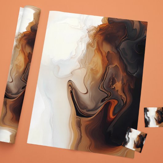 Bruine vloeistof-schilderkunst cadeaupapier