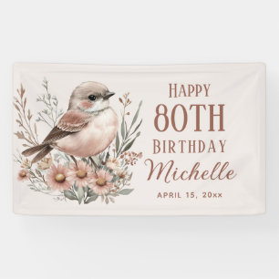Bruine Vogel 80e Verjaardag Gelukkig Spandoek