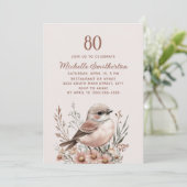 Bruine vogel 80ste verjaardag kaart (Staand voorkant)