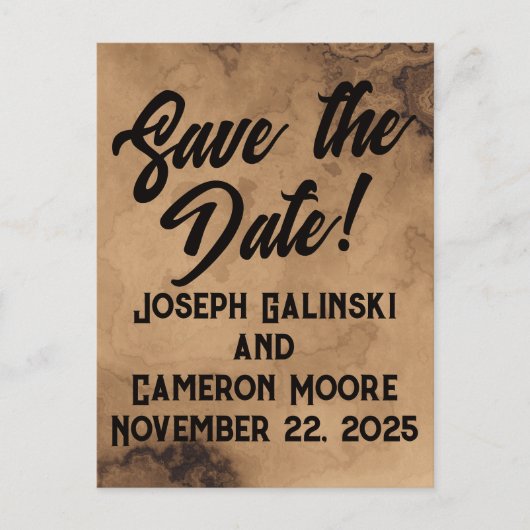 Bruine walnoot Burl Save-the-Date Briefkaart (Voorkant)
