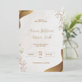 Bruine Waterverf bruiloft uitnodiging (Staand voorkant)