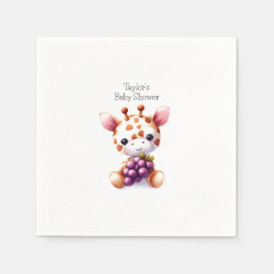 Bruine Waterverf Giraffe minimalistisch Baby showe Servet