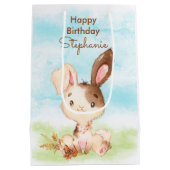 Bruine Waterverf Little Bunny Medium Cadeauzakje (Achterkant)