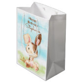 Bruine Waterverf Little Bunny Medium Cadeauzakje (Achterkant Gekanteld)