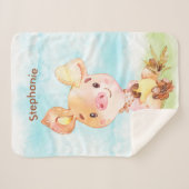 Bruine Waterverf Little Piggy Sherpa Deken (Voorkant (horizontaal))