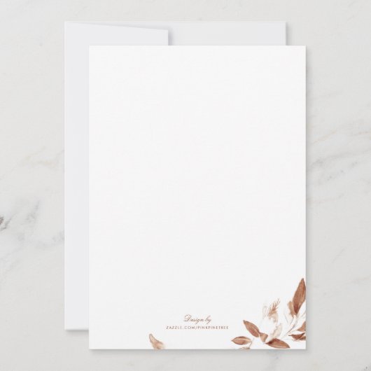 Bruine Waterverf najaar uitnodigen voor bruiloft Kaart (Achterkant)