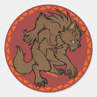 Bruine weerwolf ronde sticker