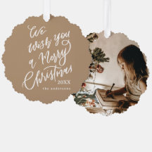 Bruine Wij Wensen Je Prettig Kerstmis Lettering Fo