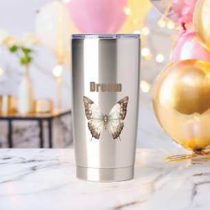 Bruine Witte Droom Vlinder Geïsoleerde Drinkbeker