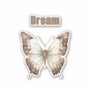 Bruine Witte Droom Vlinder Sticker