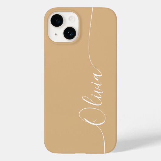 Bruine Witte Elegante Calligrafie Script Naam Case-Mate iPhone Case (Achterkant)