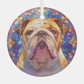 Bruine witte Engelse Bulldog met vlekken Glas Ornament (Voorkant)