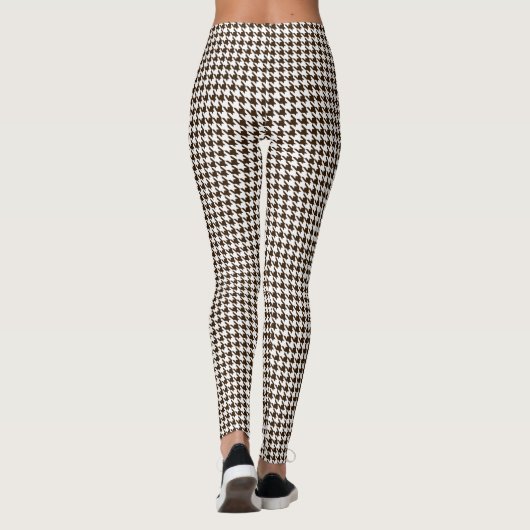 Bruine witte houndstooth leggings (Achterkant)