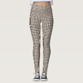 Bruine witte houndstooth leggings (Voorkant)